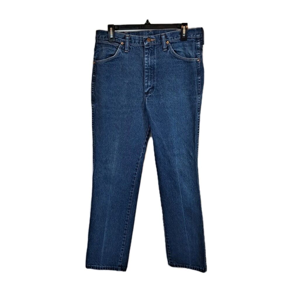Wrangler 0936DNI Mens 34 X 34 (34 X 32) Cowboy Cut Slim Fit Blue Denim Jeans